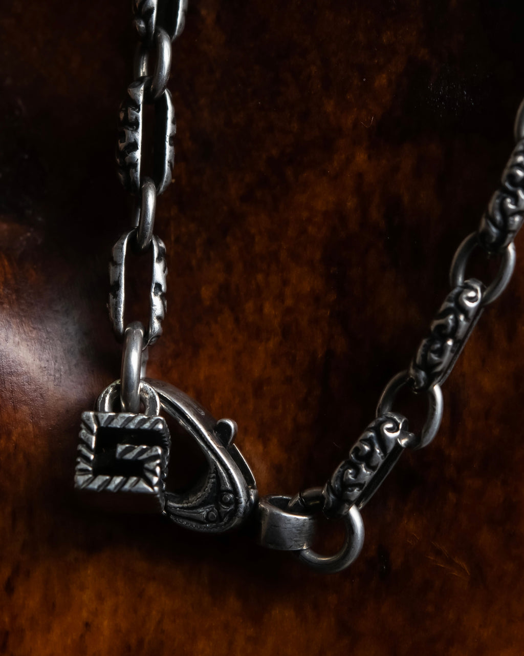 "GUCCI" Color stone motif silver chain necklace