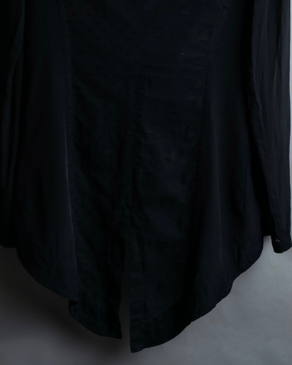 “Y’s COMPOSITION: SEE ATTACHED LABEL” Layered design multi buttons tail coat