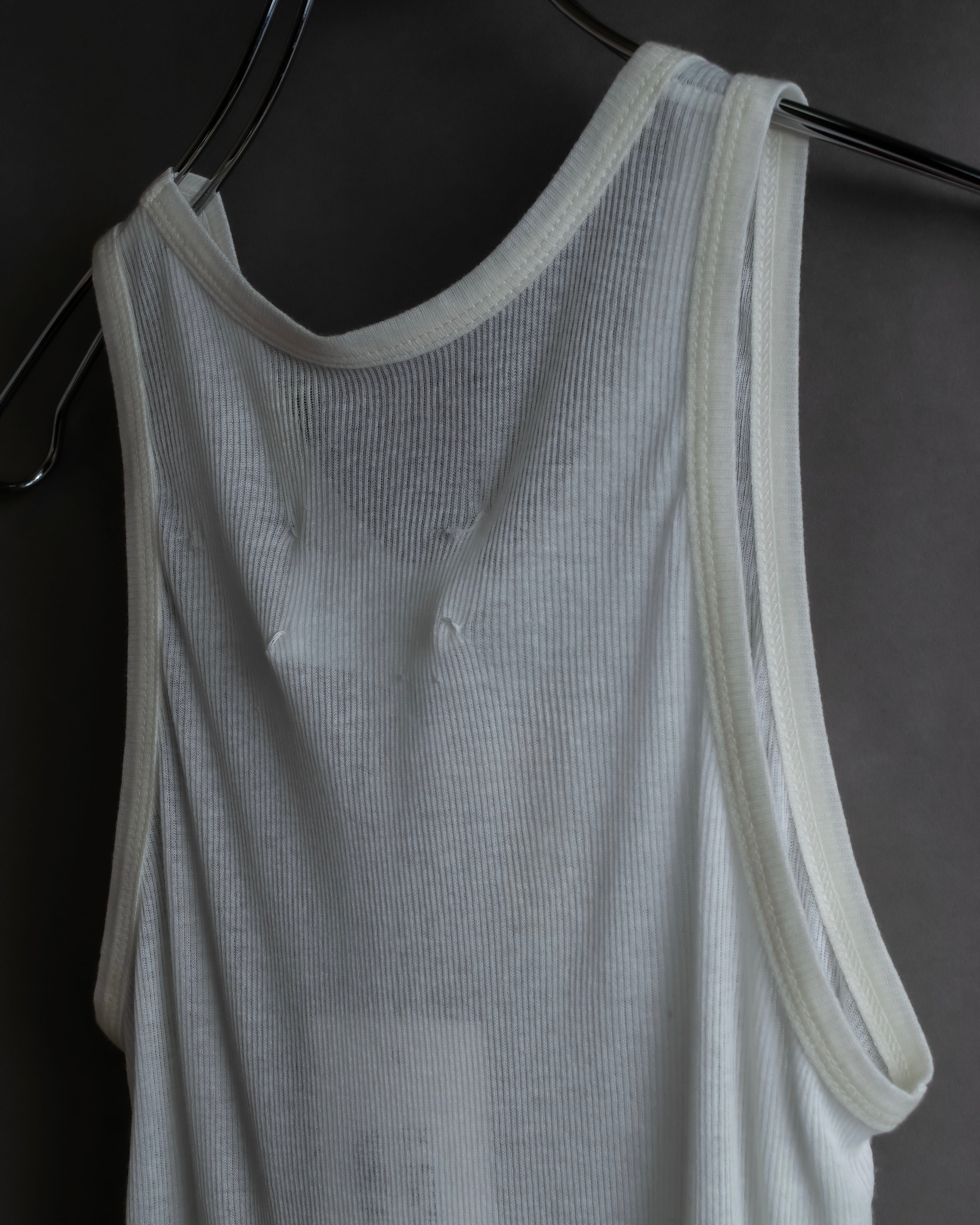 "MAISON MARGIELA" Stitch design net sheer tank top
