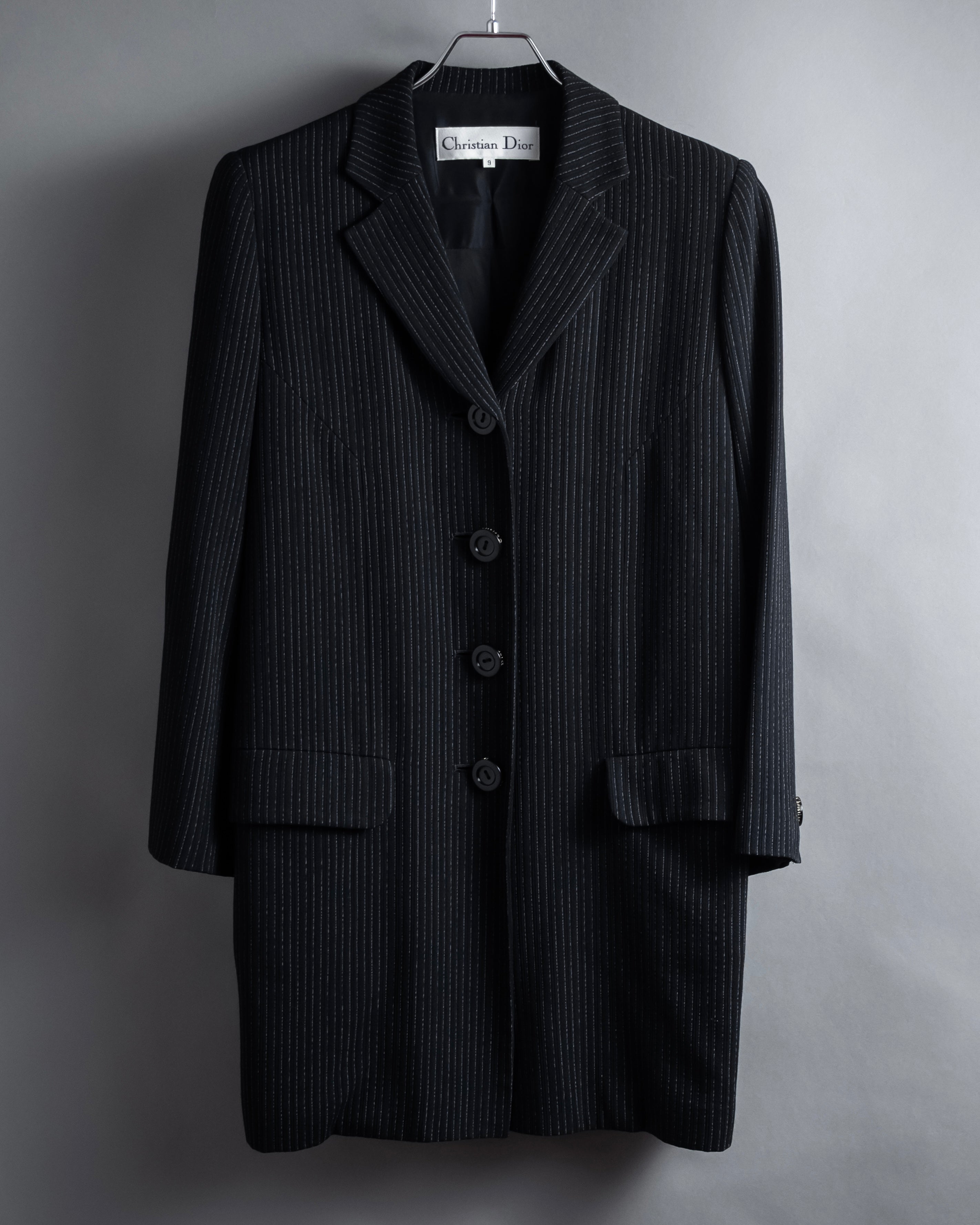 “Christian Dior” 90’s pinstriped four-button long tailored jacket