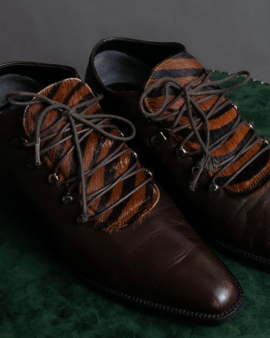 "Pinky&Dianne" Animal fur pattern lace-up heel shoes