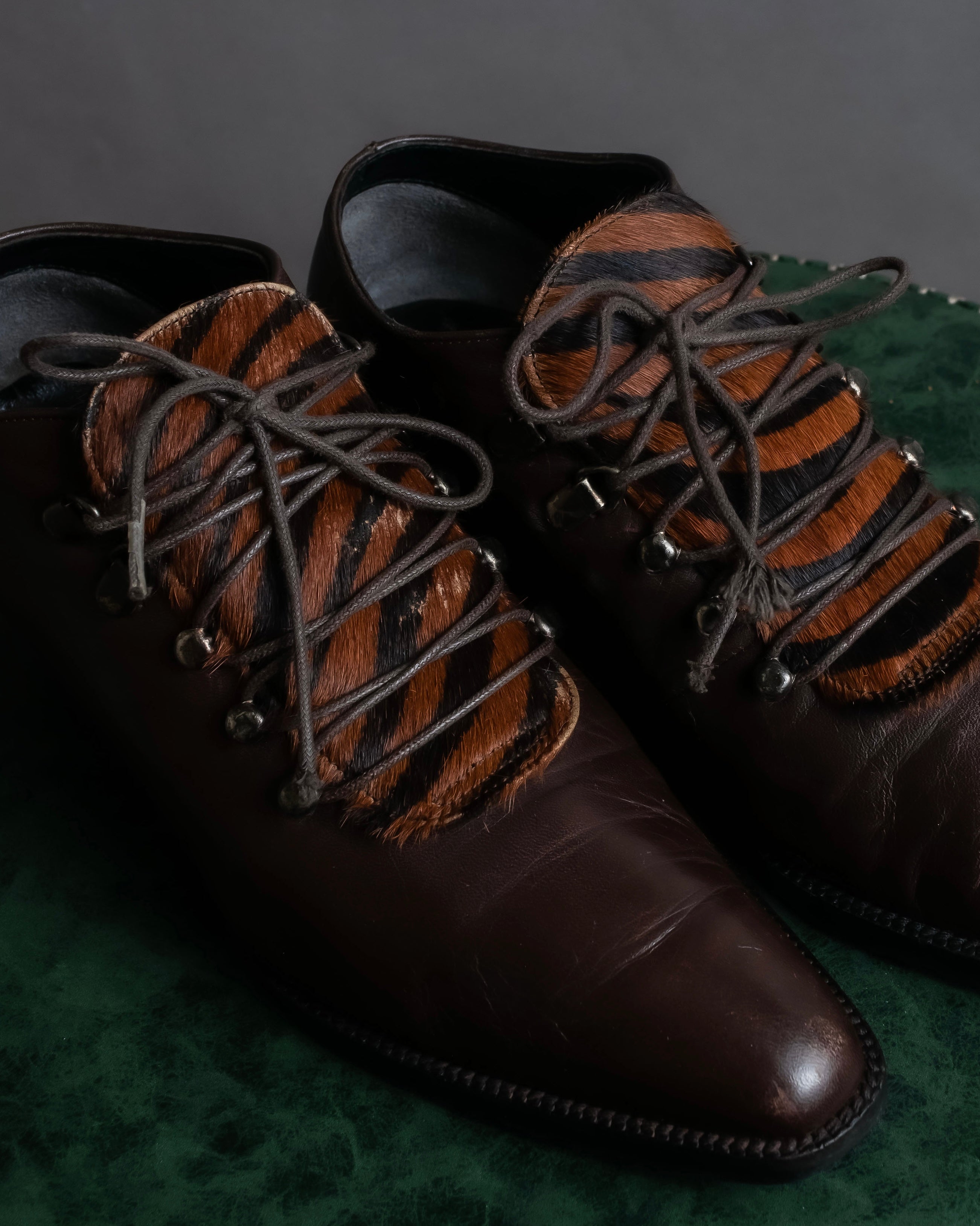 "Pinky&Dianne" Animal fur pattern lace-up heel shoes