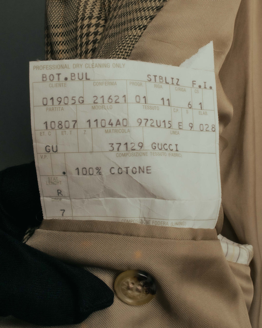 "GUCCI" 90's-00's Vintage houndstooth and glen check structured cotton jacket