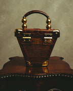 –SPECIAL– "GABBRIELLI FIRENZE" 70's-80's Sculptural structured leather handbag