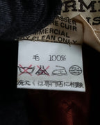 "HERMES" Vintage leather piping design belted tailored jacket