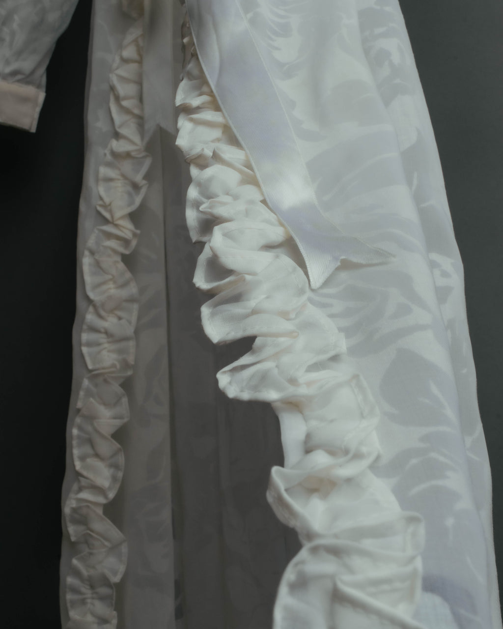 “Yves Saint Laurent” 80’s-90’s Sheer floral ruffle lingerie robe