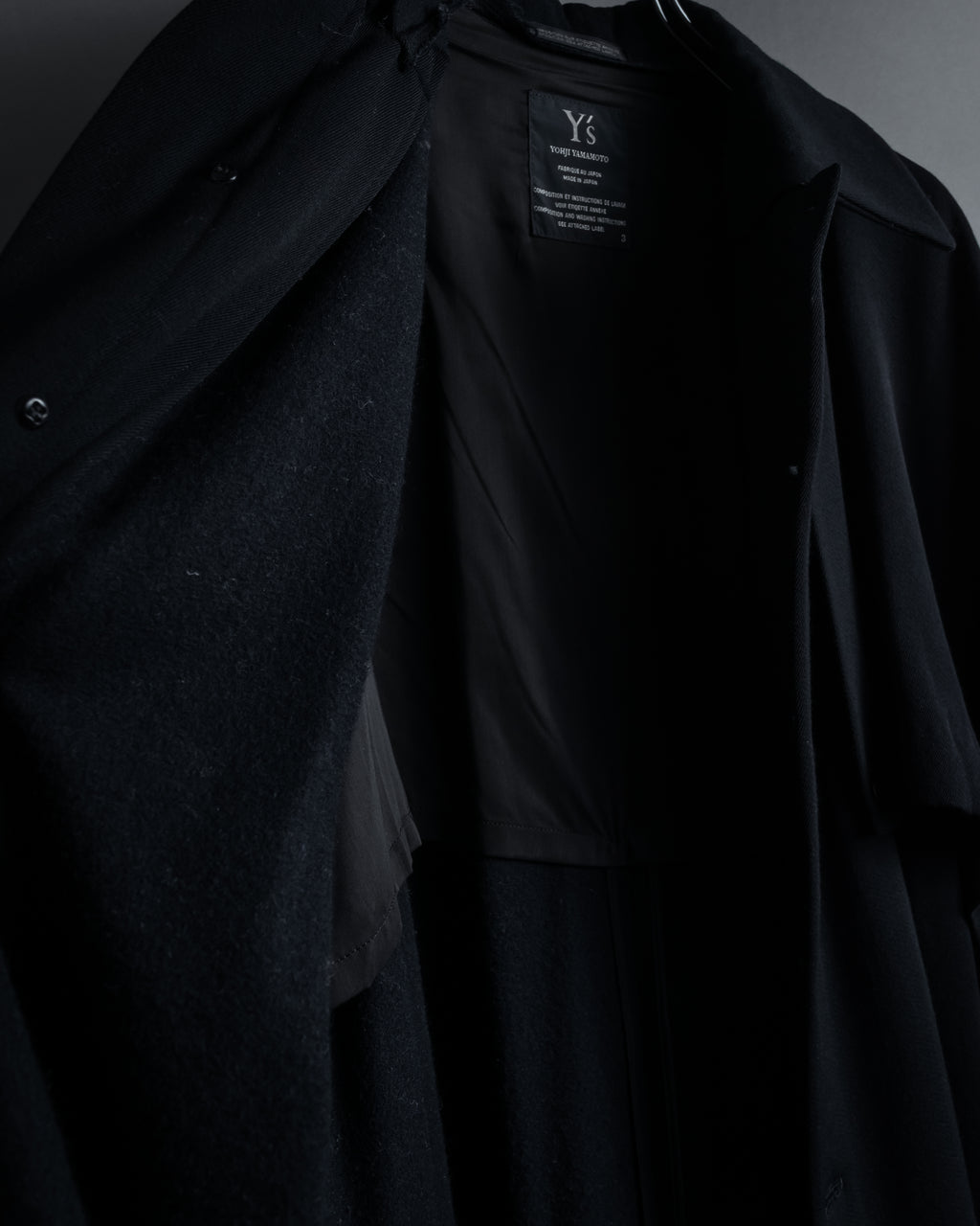 -SPECIAL- "Y's" 15AW Cape design panel oversized stand collar coat
