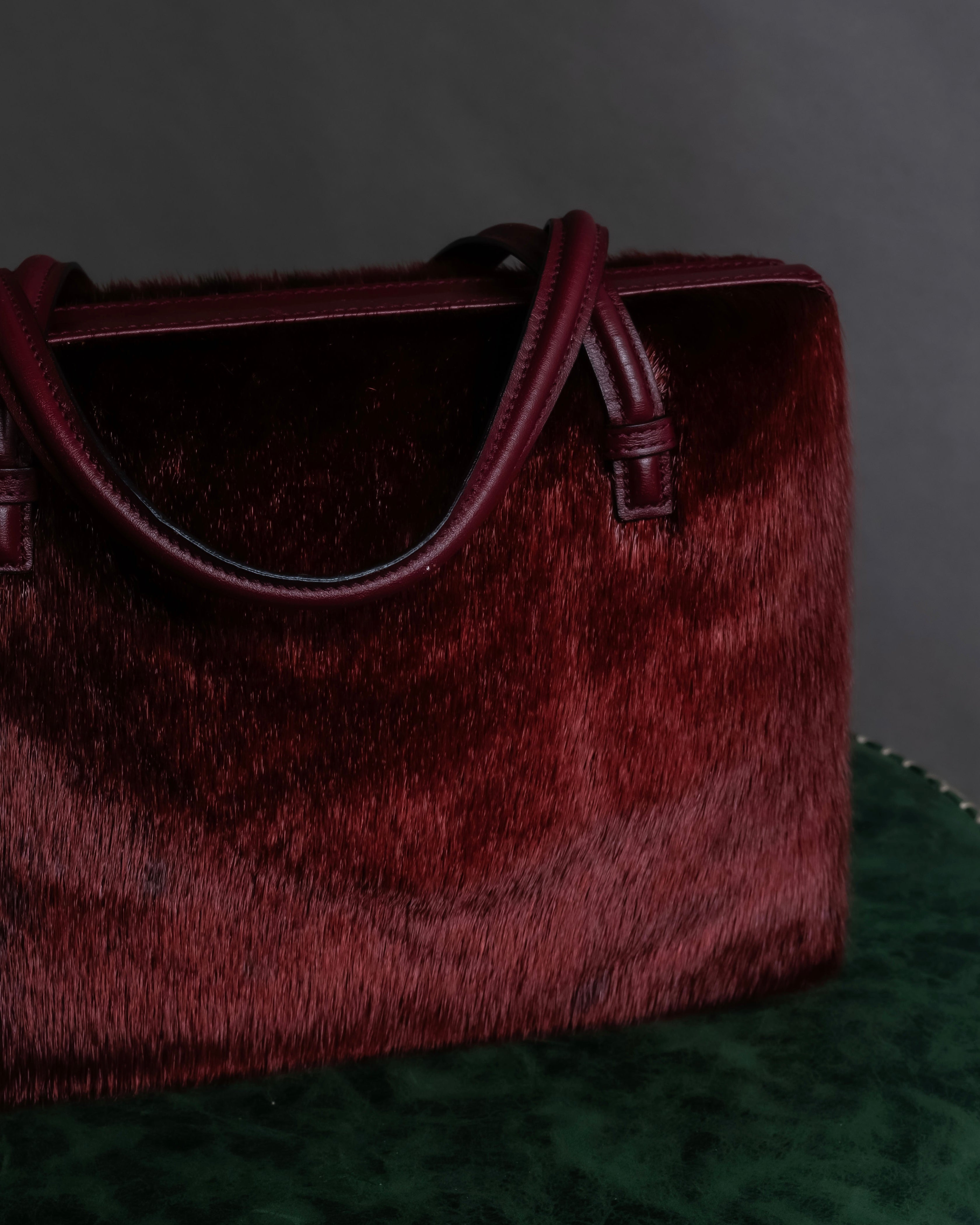 "LOEWE" Seal fur leather hand bag