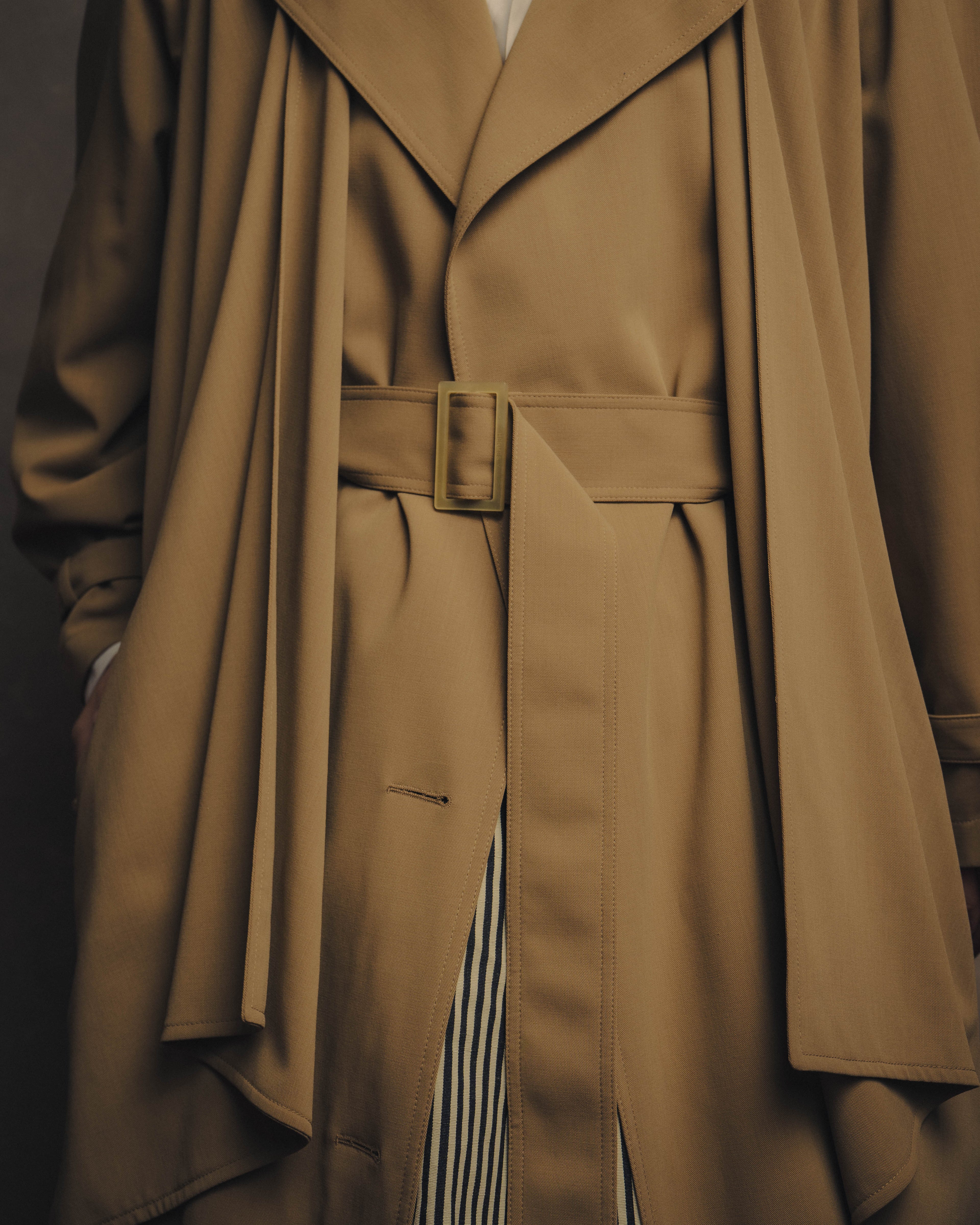-SPECIAL- “HERMÈS” 90’s-00’s Margiela era draped wool trench coat