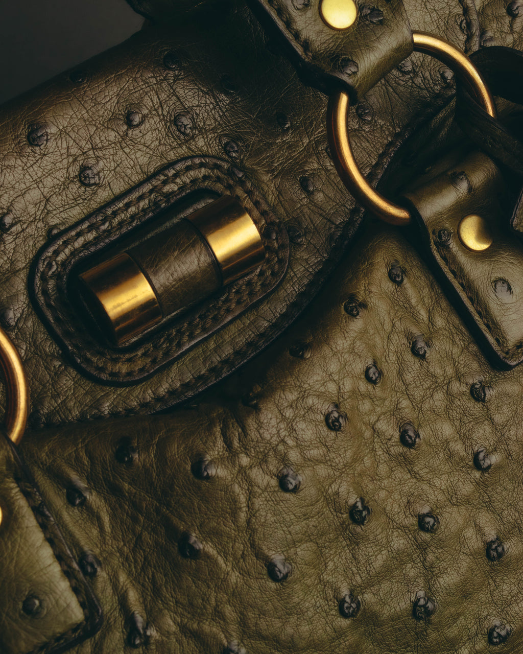-SPECIAL- “YVES SAINT LAURENT” 00’s-10’s Ostrich leather top handle satchel