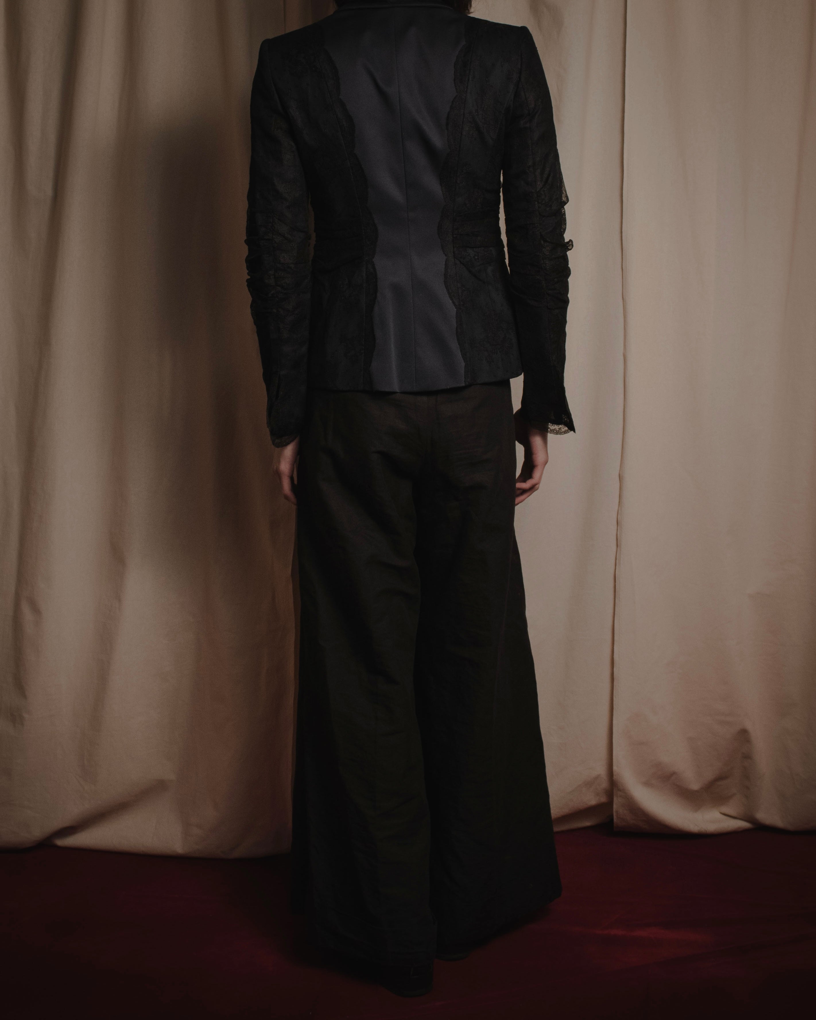 "ARMANI COLLEZIONI" Sheer lace layered tailored jacket