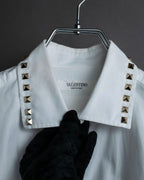 "VALENTINO" Stud detail collar white cotton shirt