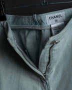 "CHANEL" Coco Mark button detail washed flared denim
