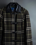 "BURBERRY" Leather switching design check tweed coat