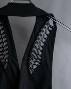 "LOUIS VUITTON" Leather tape cross knit detail vest