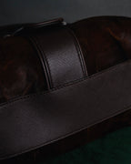 –SPECIAL– "Salvatore Ferragamo" 00’s calf hair gancini rattan accent handbag