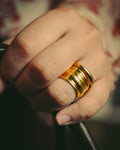 -SPECIAL- "LOEWE" 10's Sculptural gold tone ribbed ring