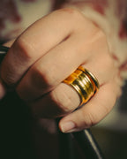 -SPECIAL- "LOEWE" 10's Sculptural gold tone ribbed ring