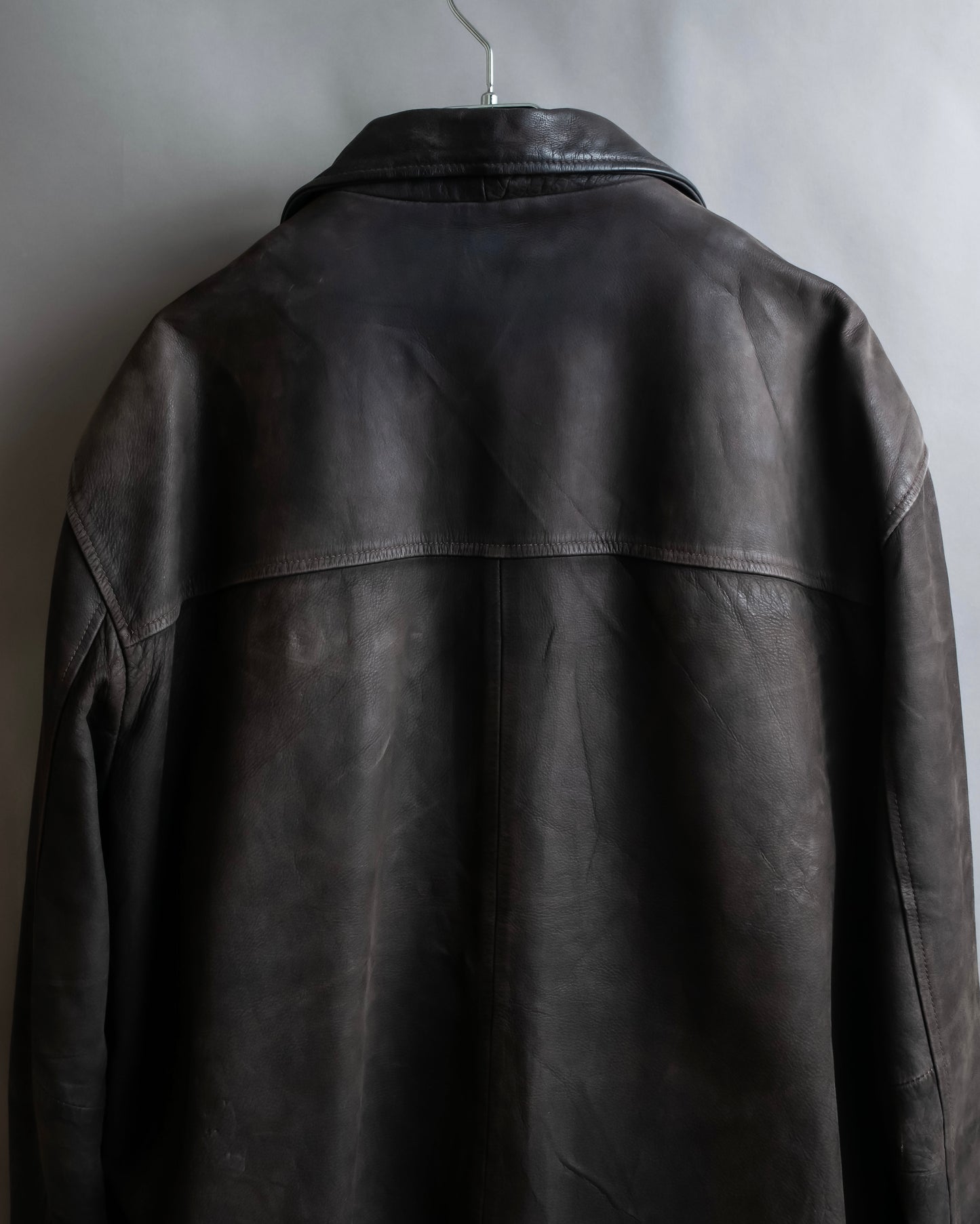 "Vintage oversized zip up leather jacket"