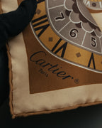 “Cartier“ 80’s-90’s Timepiece motif silk scarf