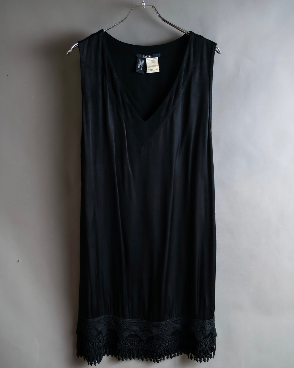 "LIMI feu" Knitted lace design belted sleeveless dress