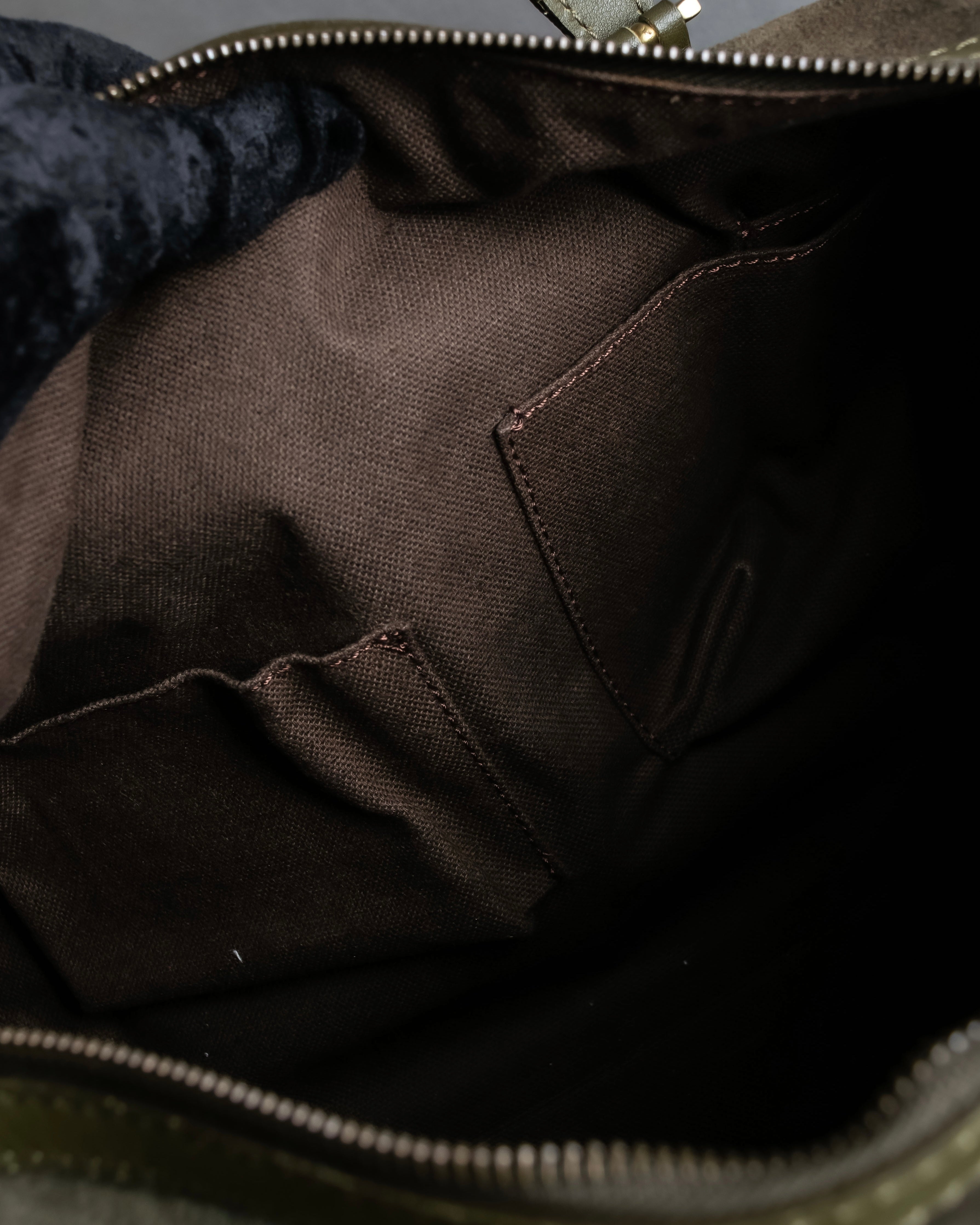 "BURBERRY" Olive green fringe design boston bag