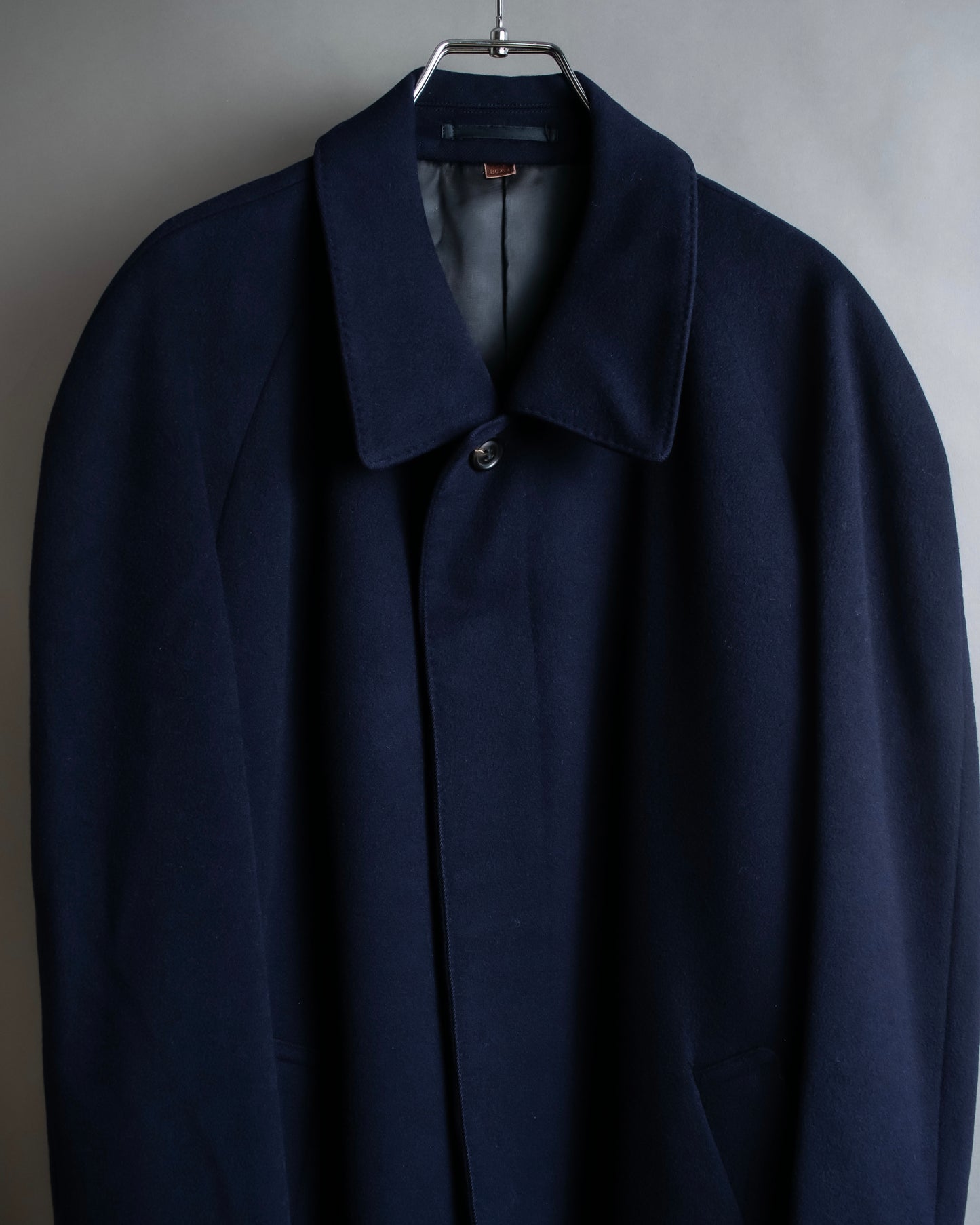 "YVES SAINT LAURENT" Stand neck fly front wool long coat