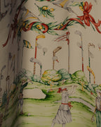 “Salvatore Ferragamo” 80’s-90’s Golf motif silk twill scarf