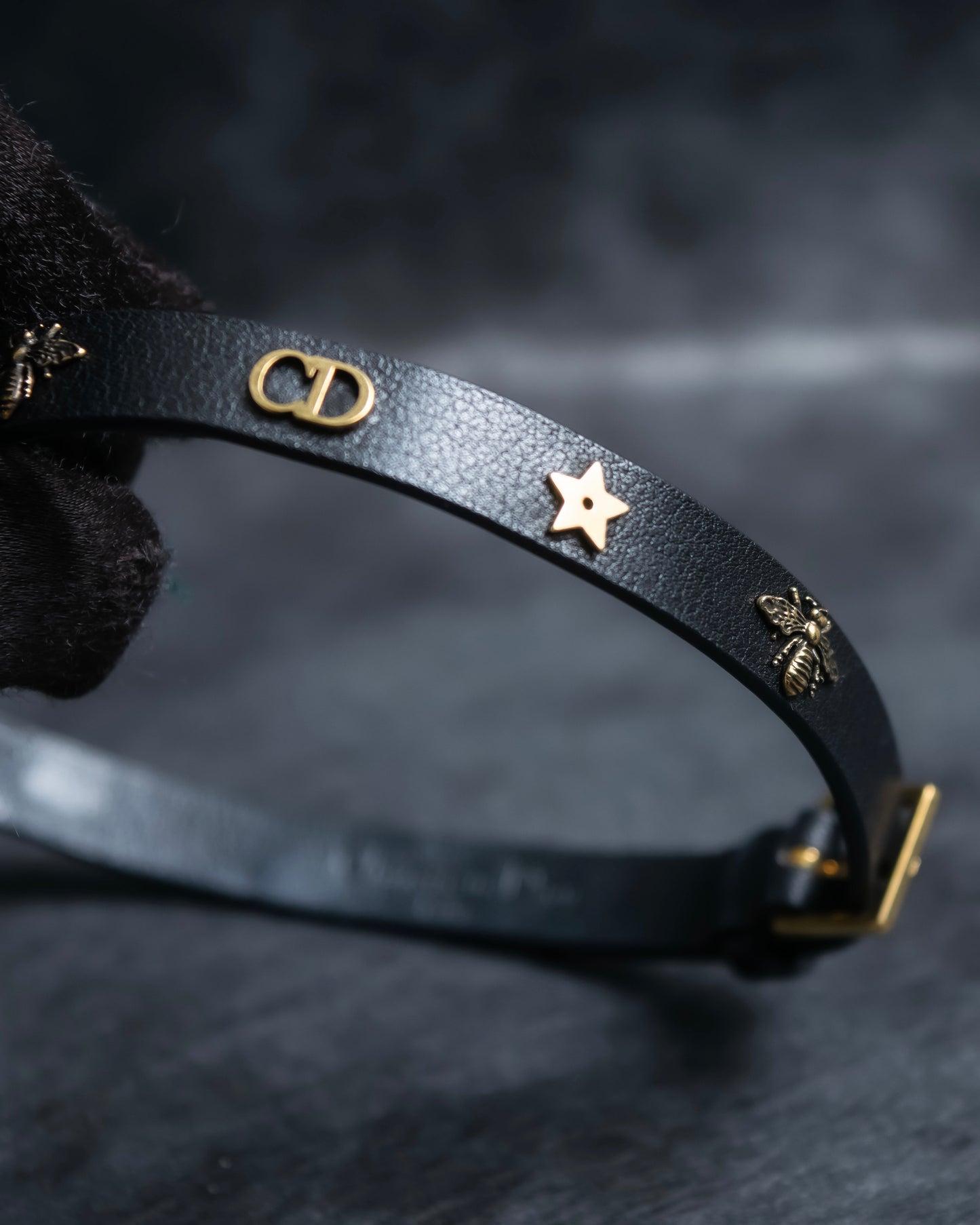 "Christian Dior" Mystical motif leather bracelet