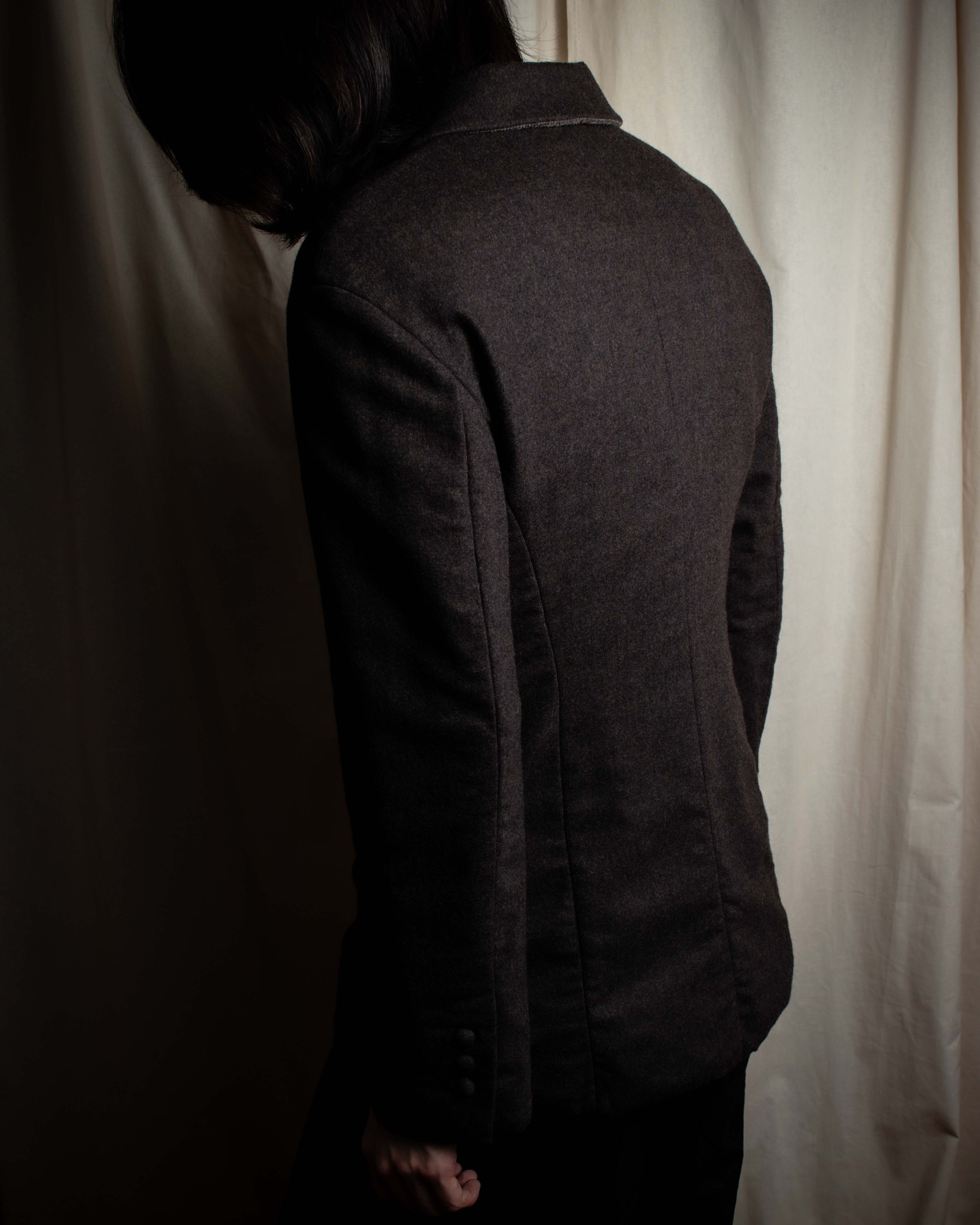 "FENDI" Double-breasted heavy duty wool flannel jacket