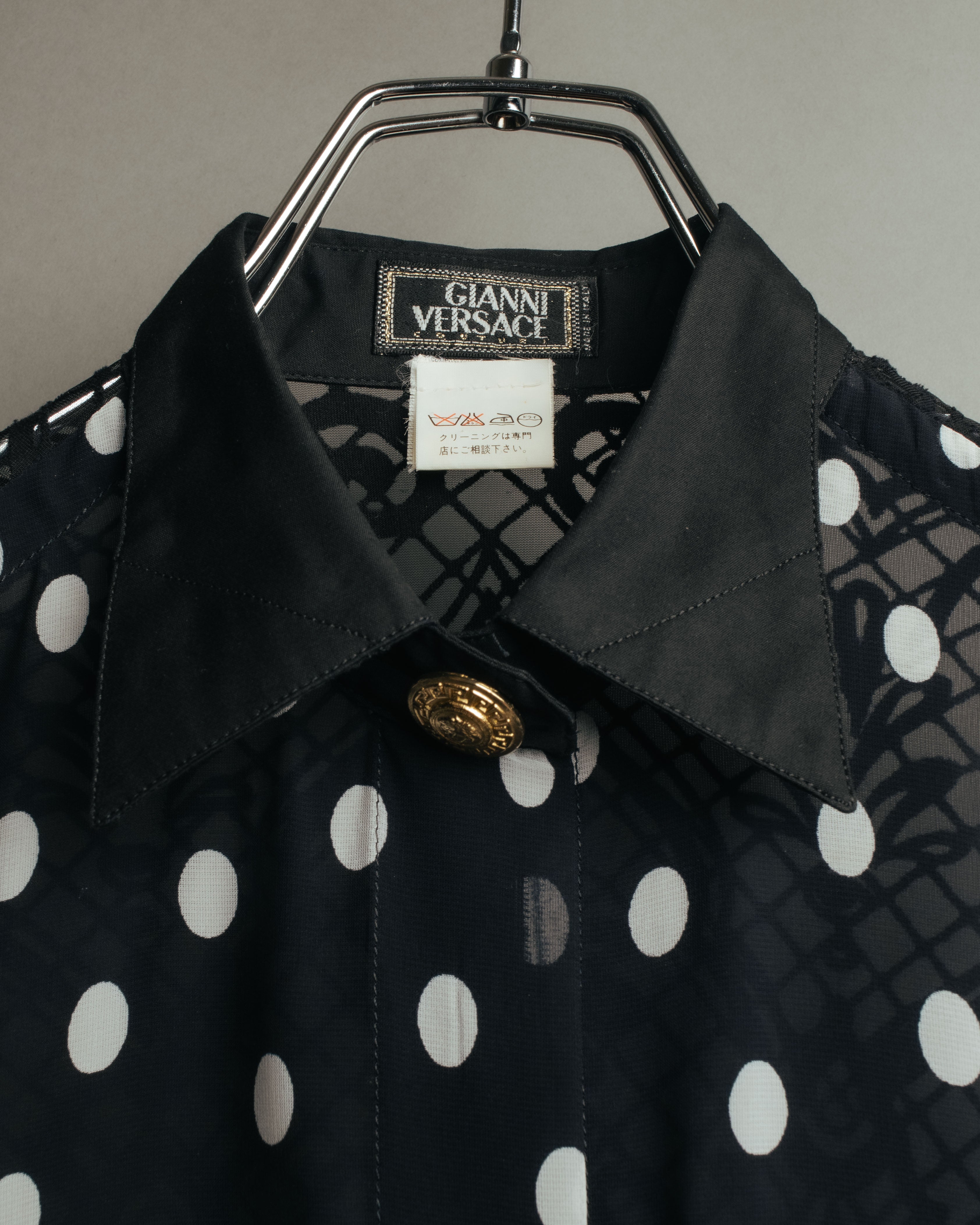 “GIANNI VERSACE” 80’s-90’s Couture polka dot lace shirt