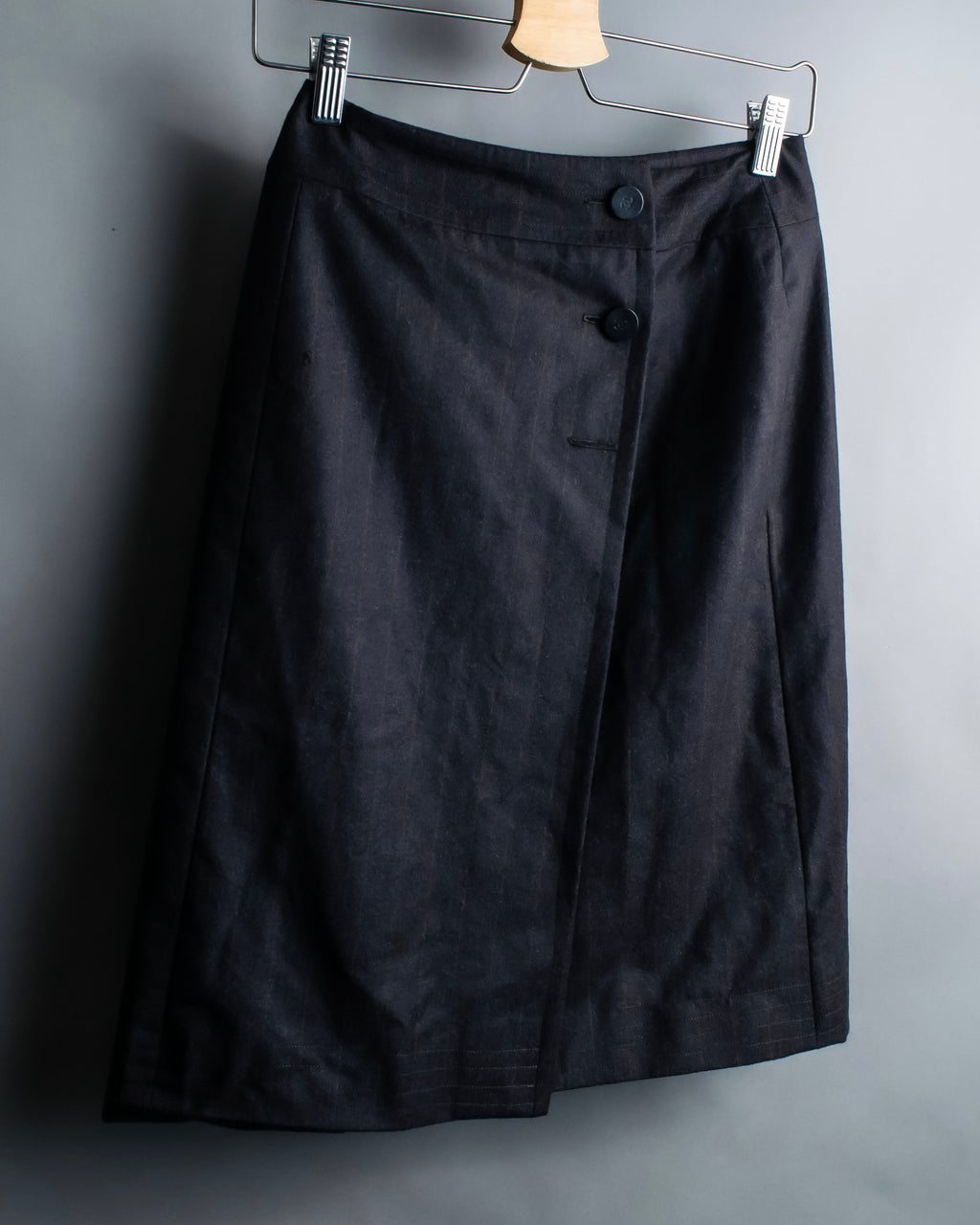 "CHANEL" Shadow stripe midi wrap skirt