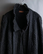 "YVES SAINT LAURENT" Ribbon design stand collar low gauge cardigan