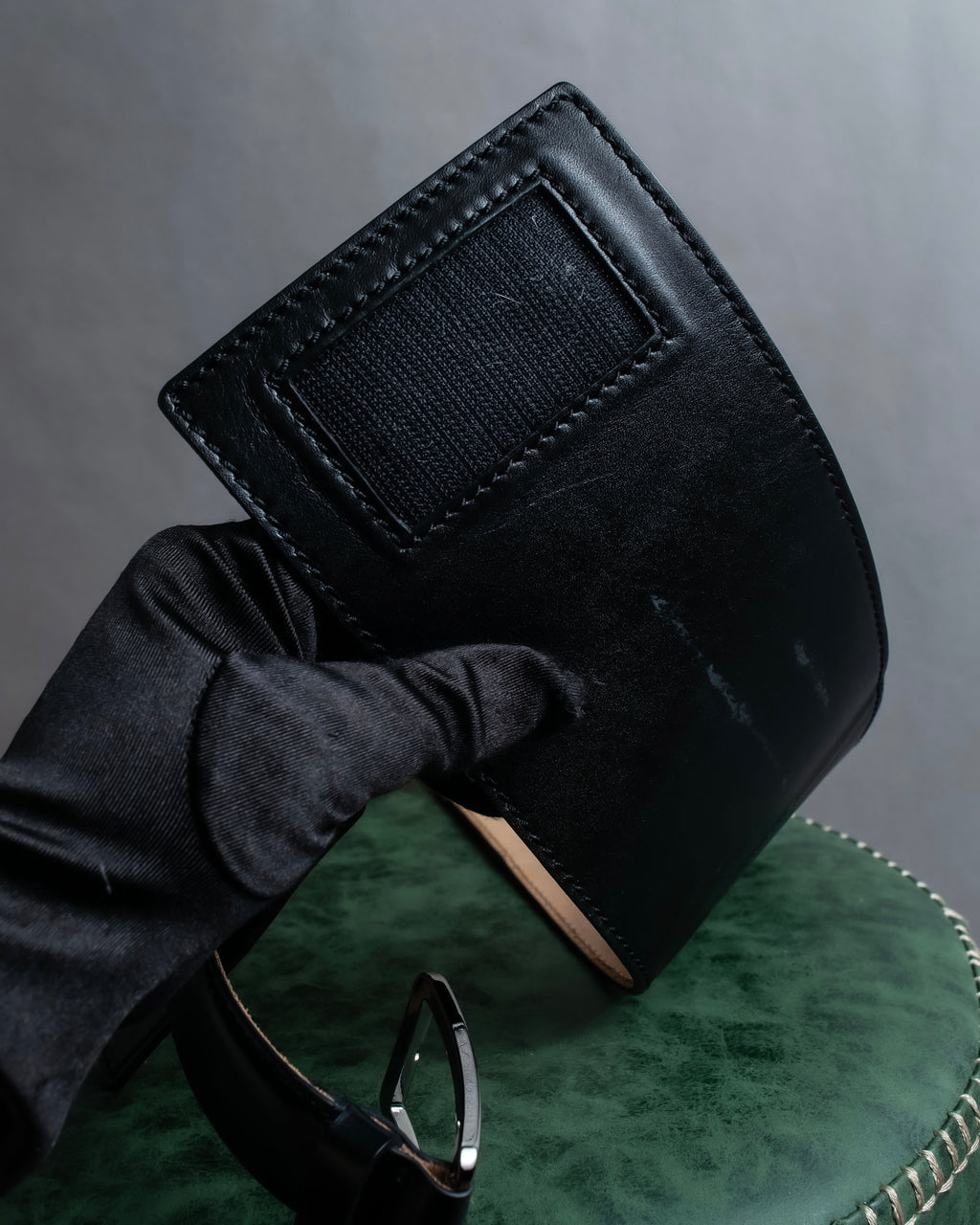 "CELINE" Double buckle belt leather corset belt