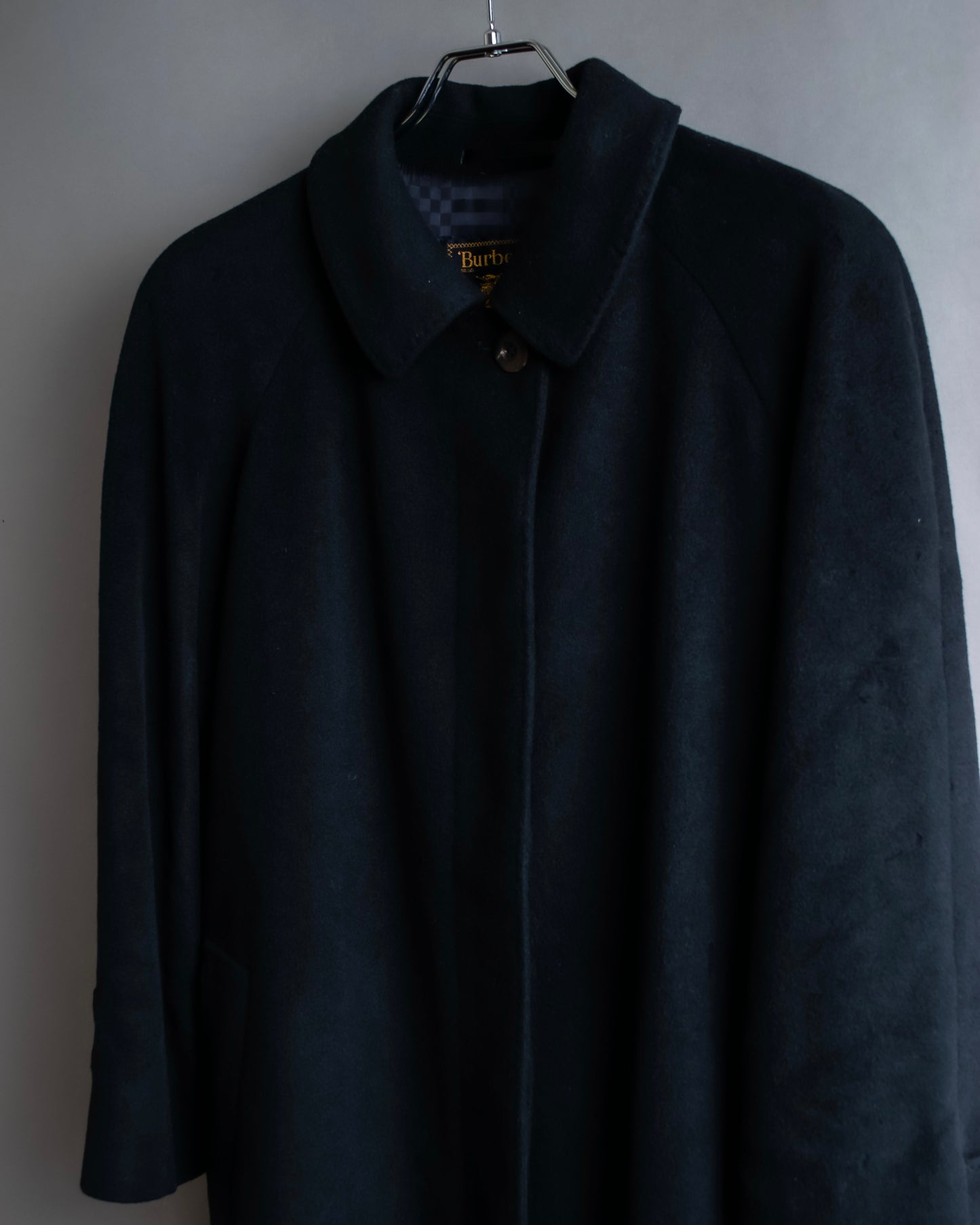 "BURBERRYS" Fly front cashmere blend soutien collar long coat