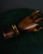 "HERMES" 10’s-20’s Tresse leather H clasp bracelet