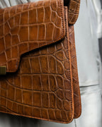 "GIORGIO ARMANI" crocodile leather box shoulder bag