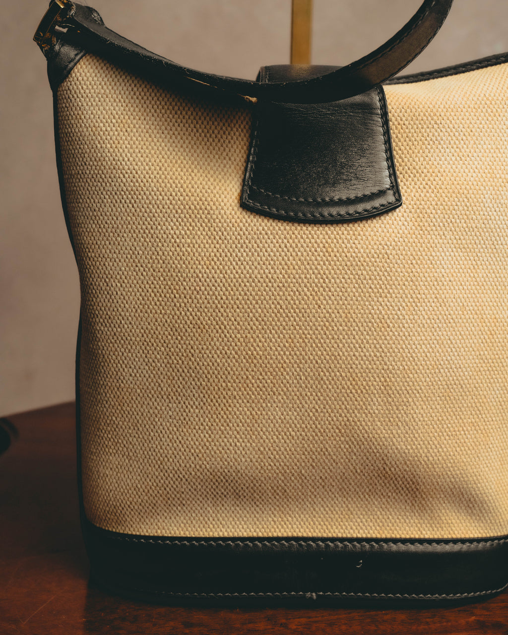 "Tiffany & Co." Vintage two tone canvas and leather shoulder bag