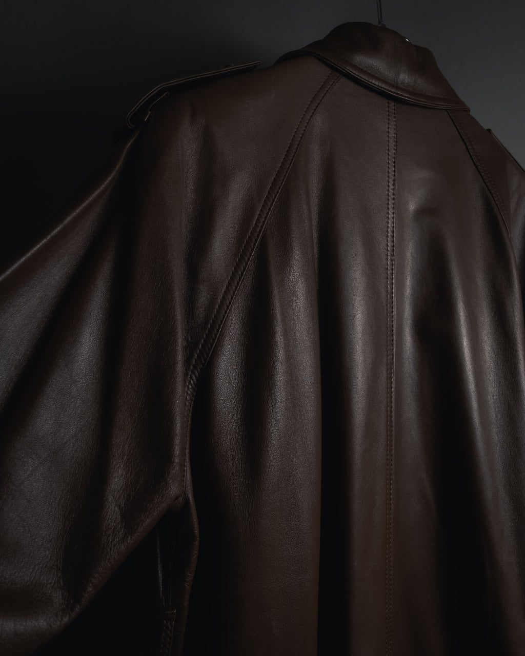 -SPECIAL- "LOEWE" 80’s Military detail stencil leather coat