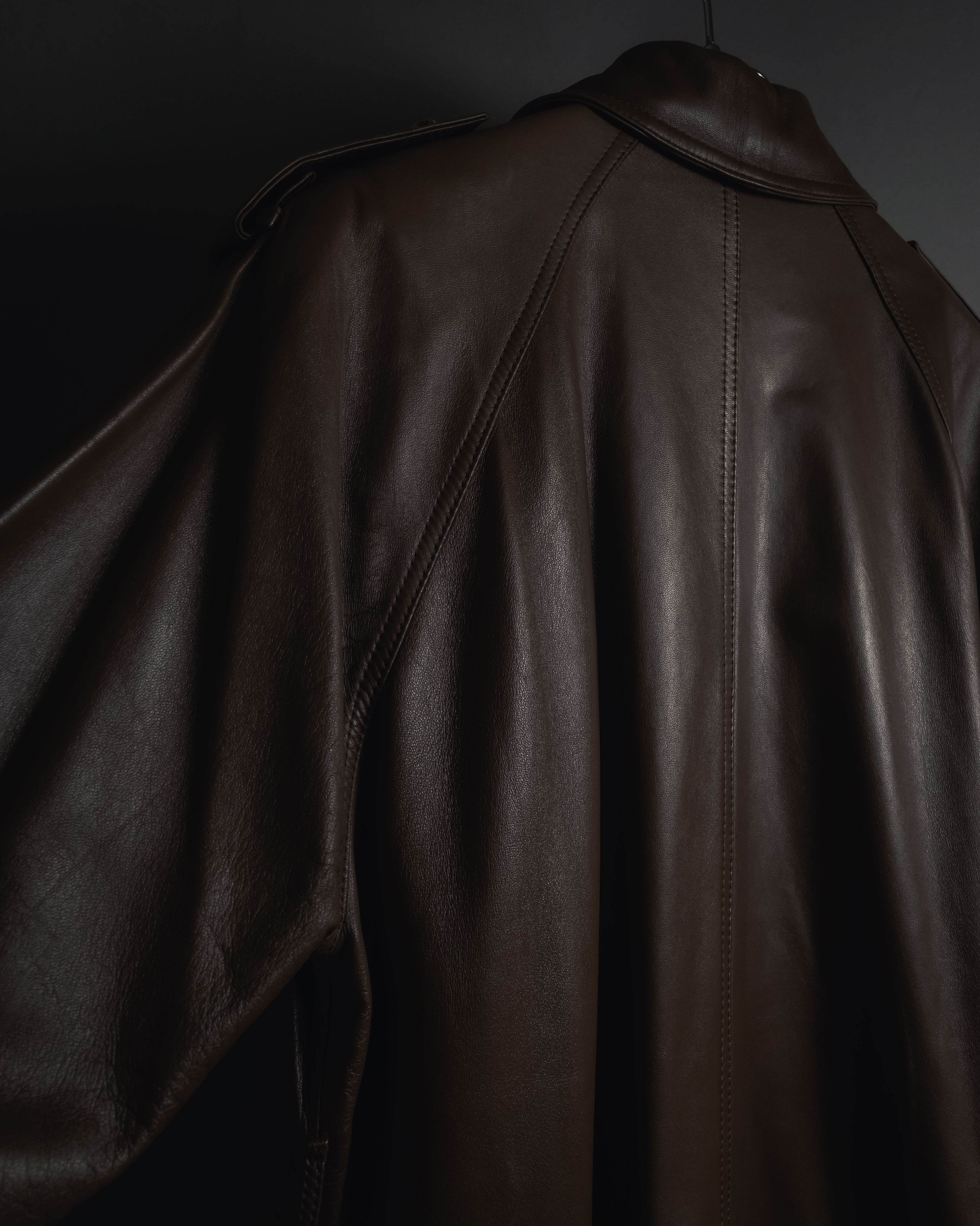 -SPECIAL- "LOEWE" 80’s Military detail stencil leather coat