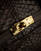 "Vintage turnlock design python leather bag"
