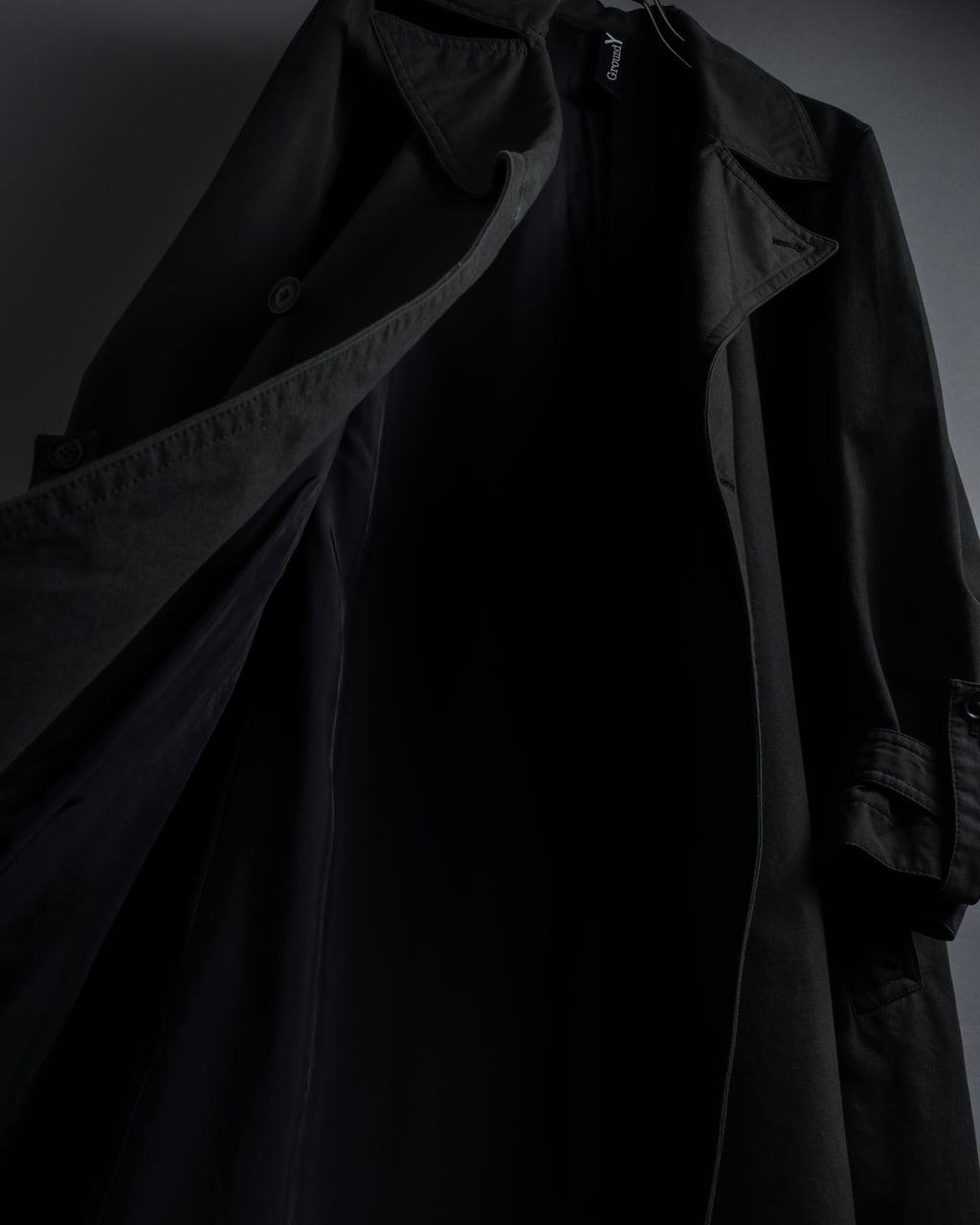 "Ground Y" 19AW Draping design cotton gabardine trench coat
