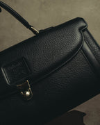 "Burberrys" 80's-90's Classic black leather top-handle handbag