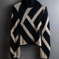 "BALMAIN" Geometric pattern turtleneck ribbed knit pullover