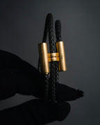 "HERMES" 10’s-20’s Tresse leather H clasp bracelet