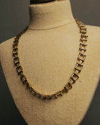 “Vintage“ Geometric link gold tone necklace