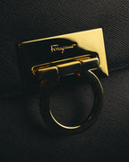 "Salvatore Ferragamo" 90's-00's Structured gancini leather top handle bag