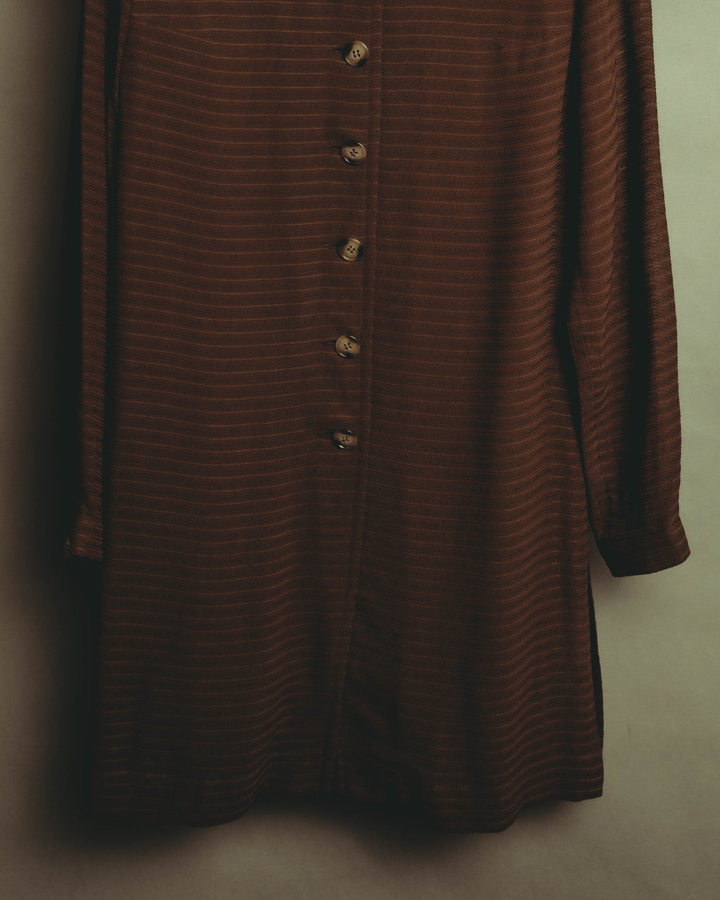 “YVES SAINT LAURENT” 80’s-90’s textured silk blend mandarin collar long shirt