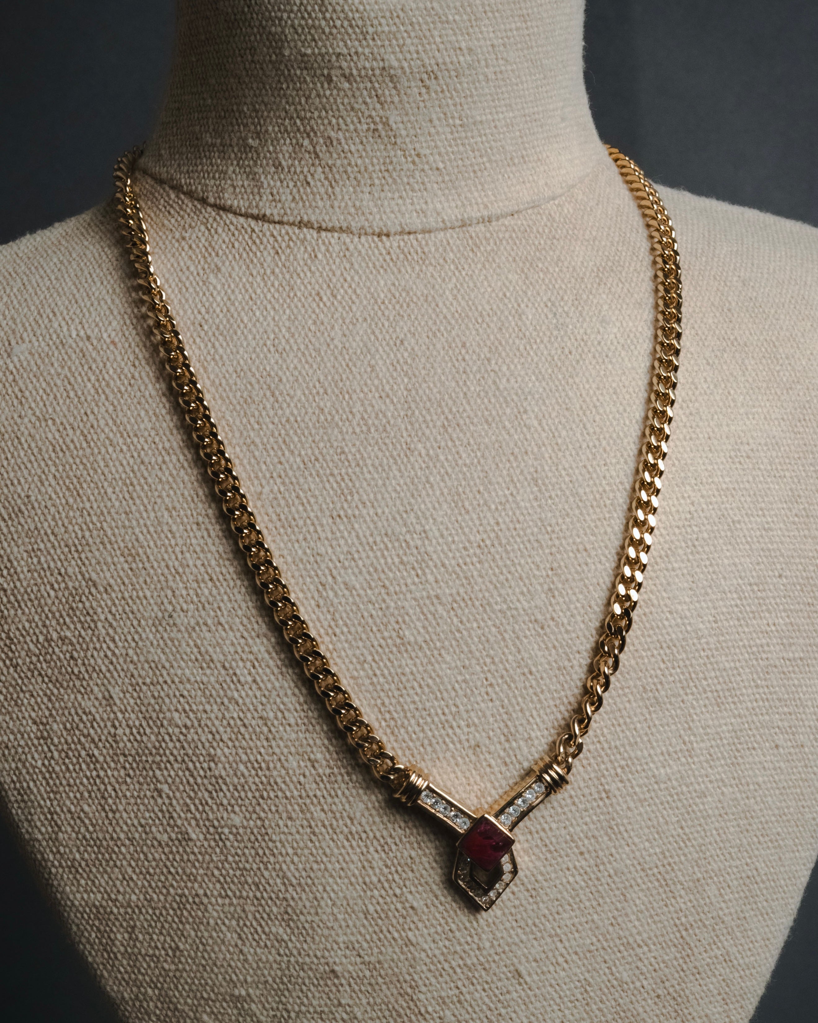 "Christian Dior" Geometric Y-link crystal pendant necklace