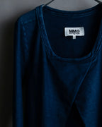 “MM6” front cut designed dennim long pull over